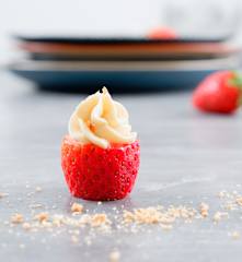 White Chocolate Cheesecake Stuffed Strawberries
