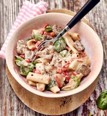 Rinder-Paprika-Geschnetzeltes mit Tortiglioni