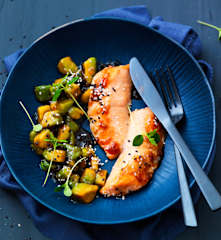 Saumon et avocat sauce teriyaki