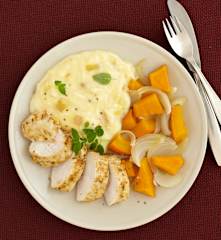 Hähnchen mit Apfel-Kartoffel-Püree