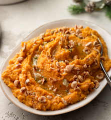 Sweet Potato Mash with Sage and Hazelnuts