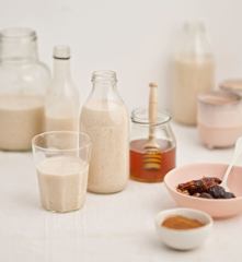 Iogurte líquido de aveia, mel e canela