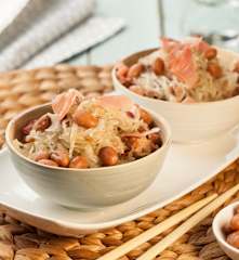 Shirataki di konjac al timo, borlotti e speck (senza glutine)