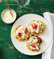 Lauwarmer Spargelsalat mit Reibekuchen
