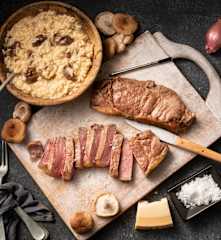 Steaks with Mushroom Risotto