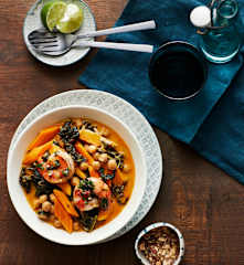 Grünkohl-Curry mit Garnelen