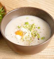 Cháo trắng thịt bằm trứng hấp