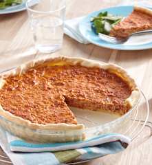 Quiche moutarde, thon et tomates confites