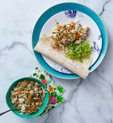 Pork, apricot & coconut wraps