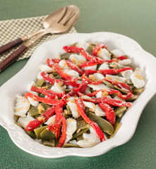 Judías verdes con bacalao y pimientos