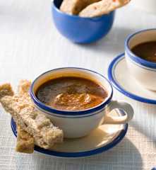 Chocolate con picatostes (Focaccia con dip de morcilla)