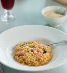 Risotto con calabacín y langostinos