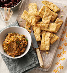 Pan de garbanzo con dip de curry