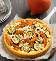 Polentatarte mit Ricotta und Kürbis