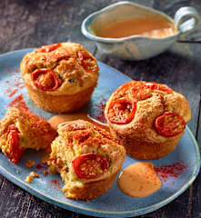 Tomaten-Zucchini-Muffins mit Käsecreme