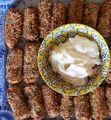 Padlizsános burgonyás krokettek fokhagymás majonézzel