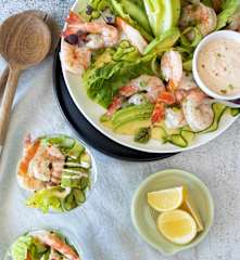 Prawn cocktail with gin-pickled cucumbers