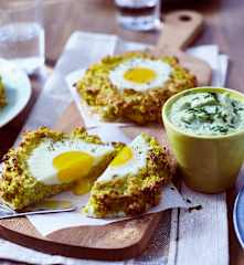 Wurzelgemüse-Nester mit Ei und Kräuter-Mayonnaise