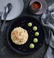 Mini Saffron Risottos and Zucchini Mousse