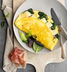 Luftiges Spinat-Schinken-Omelette