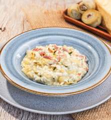 Risoto de alcachofra com presunto Parma