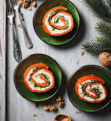 Rollo de piquillo con rúcula y nueces