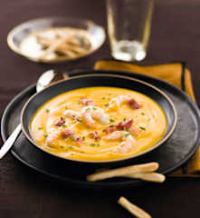 Velouté de patate douce et panais aux langoustines