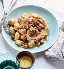 Emincé de dinde, châtaignes et champignons