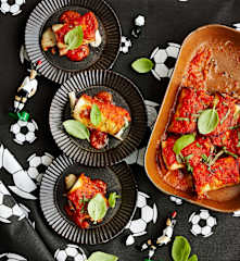 Auberginen-Röllchen mit Schinken