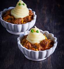 Beef Stew with Ghoulish Mashed Potato Ghosts