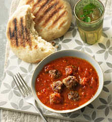 Moroccan Lamb Meatballs with Batbout Flatbreads