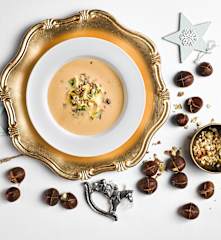 Lososový krém s pažitkovou omeletou a pečenými kaštany - 2017