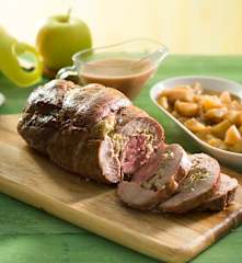 Cabezada de cerdo con manzanas especiadas