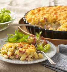 Zapečené krémové těstoviny s uzenou panenkou