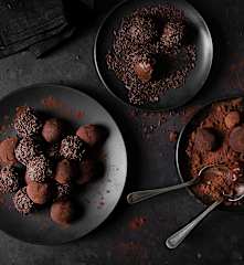 Trufas de chocolate negro