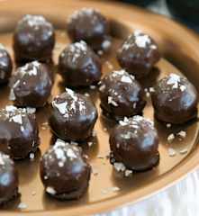 Salted chocolate and date caramels