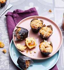 Muffins chocolat blanc, cœur de rhubarbe