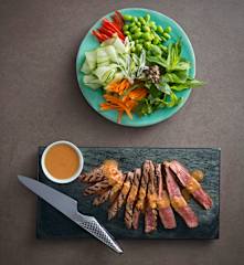 Asian beef salad with peanut dressing