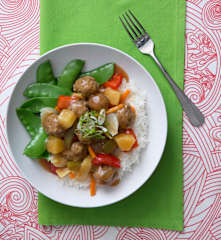 Sweet and sour meatballs with vegetables