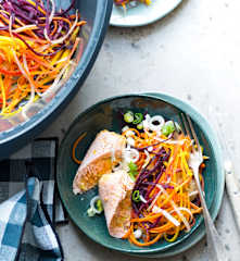 Paupiettes de saumon vapeur et carottes