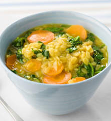 Pevides com cenoura e agriões