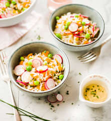 Salade de riz, petits pois et radis