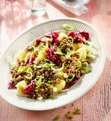 Linsen-Fenchel-Salat mit Frühlingszwiebeln und Ananas