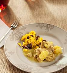 Pavo al curry con arroz