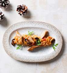 Arroz meloso de secreto ibérico al Pedro Ximenez