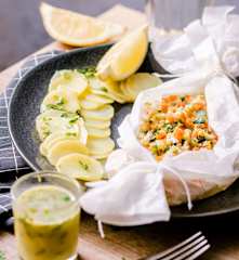 Steamed Mahi Mahi and Mixed Vegetable Parcels