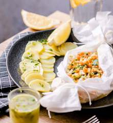 Fish and mixed vegetable parcels