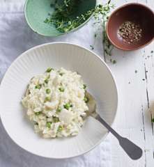 Risotto piselli, merluzzo e menta