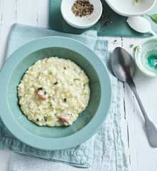 Risotto con calabacita y tocino