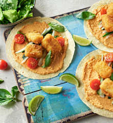 Tacos de pescado empanado